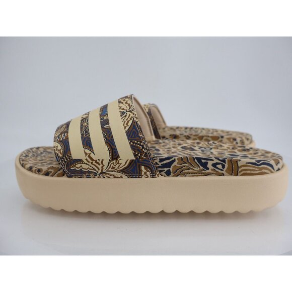 Adidas Adilette Platform Sandal Slide Crystal Sand Animal Print Men Size 11 Tan - Picture 4 of 13